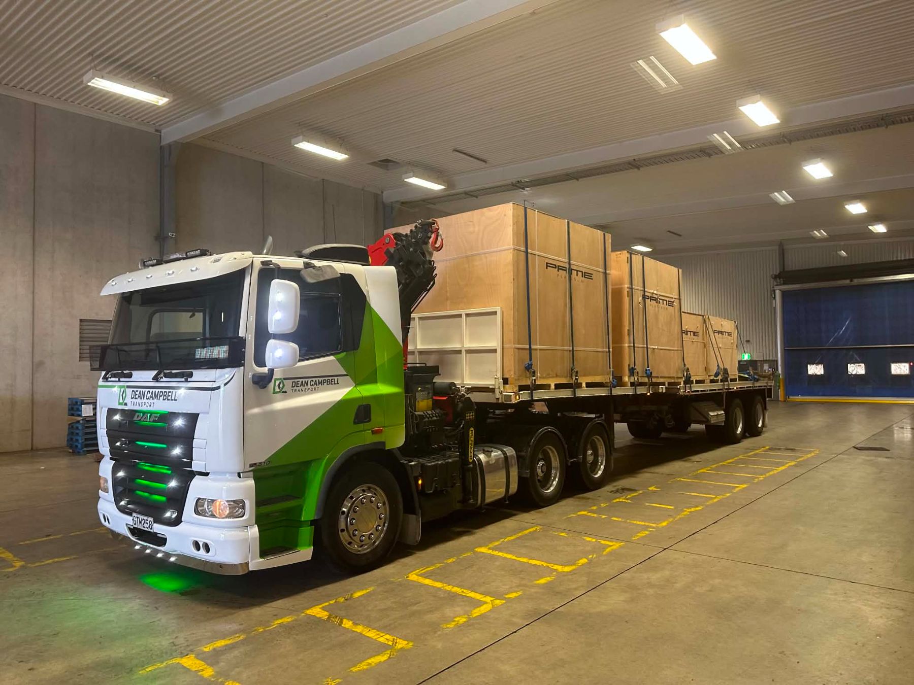 GTM258 loaded with crated freight